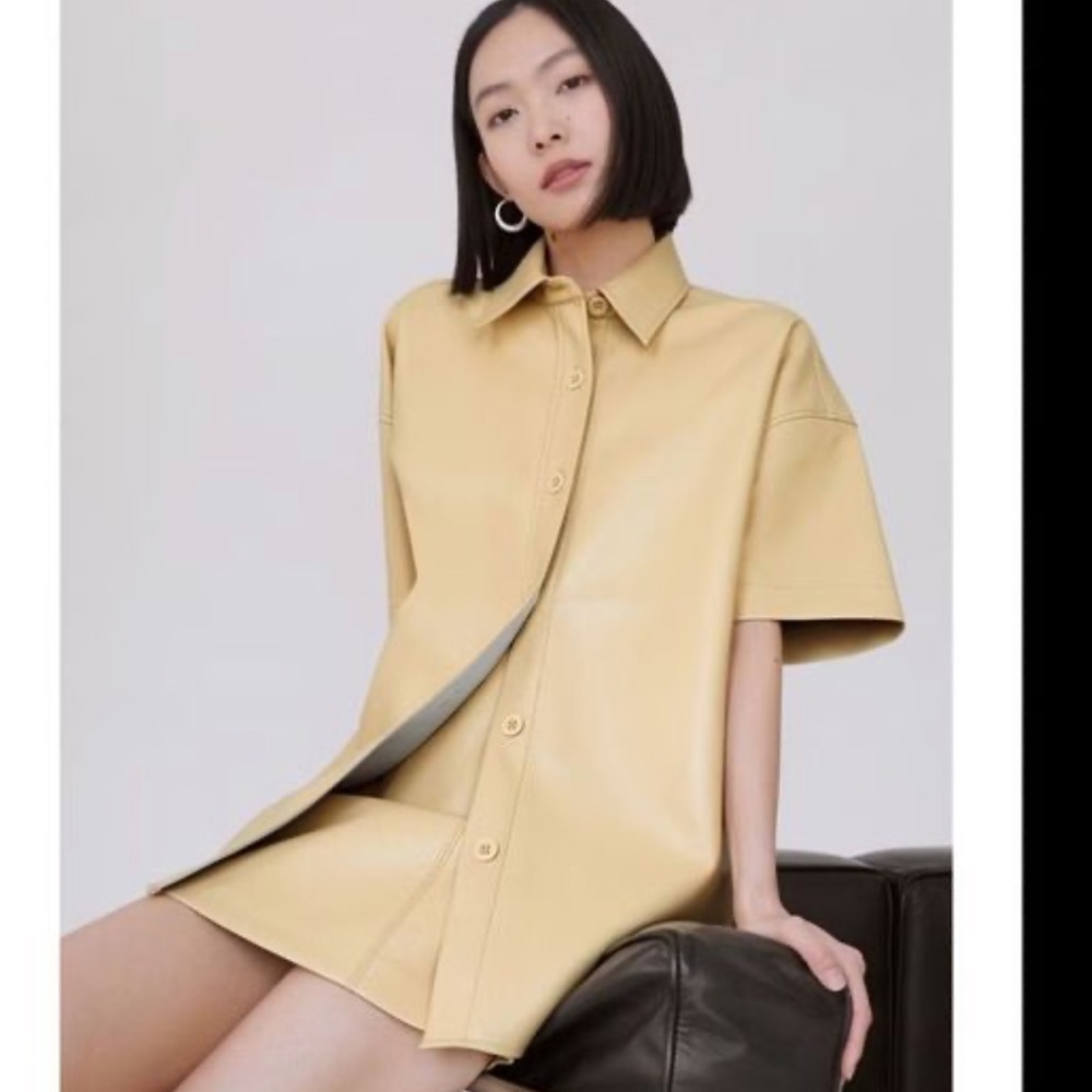 Aritzia Babaton Frances Vegan Leather Button Down Shirt Jacket